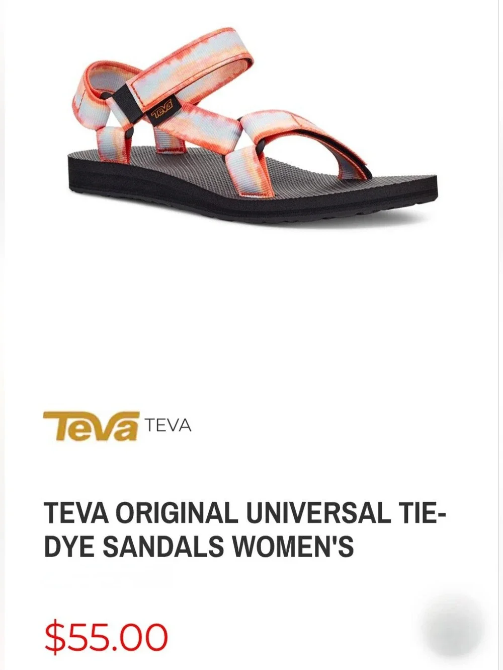 Teva Orange & White Universal Tie-Dye Strap Sandals Sz 7. Summer Outdoor Hippie
